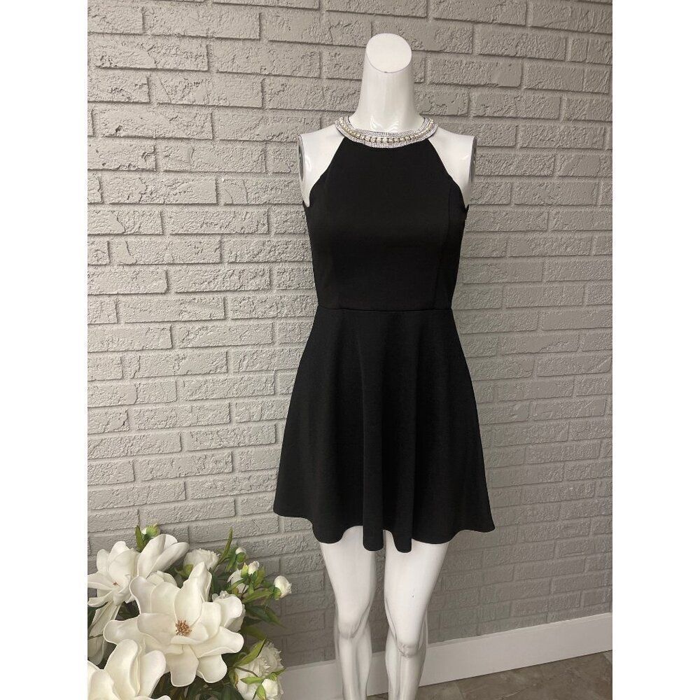 Charlotte Russe Women Black Embellished Cut Out Mini Dress Size XS